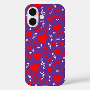 Funda iPhone 16 Hearts and Music Notes