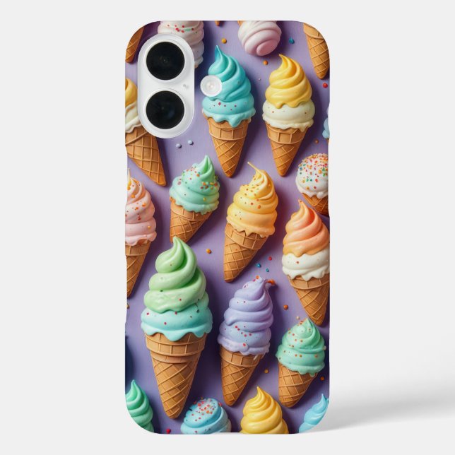 Funda iPhone 16 Helados De Crema De Hielo Con Rocios (Reverso )
