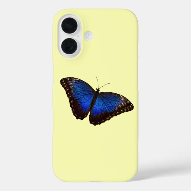 Funda iPhone 16 Hermosa mariposa azul (Reverso )