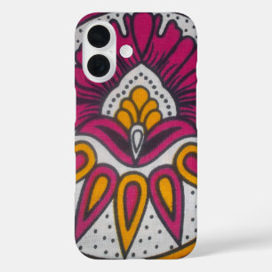 Funda iPhone 16 Hermosa pintura en motivos de tela africana