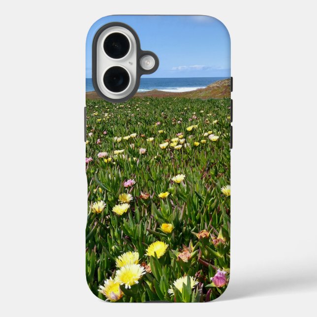 Funda iPhone 16 Hermosas flores costeras / foto de Ocean View (Reverso )