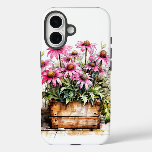 Funda iPhone 16 Hermosas flores de aster en flor (Reverso )