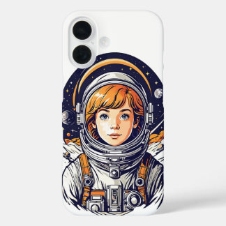 Funda iPhone 16 Hermoso astronauta chica en el espacio