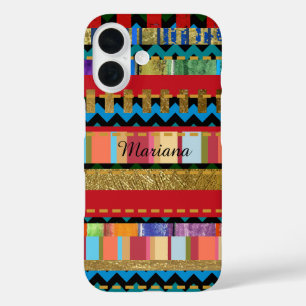 Funda iPhone 16 Hermoso iPhone-6 con patrón de rayas coloridas