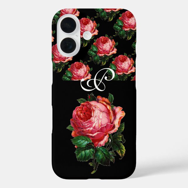 FUNDA iPhone 16 HERMOSO MONOGRAMA DE ROSA ROSA ROSA ROSA (Reverso )
