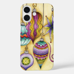 Funda iPhone 16 Hermosos adornos navideños de colores de vidrio