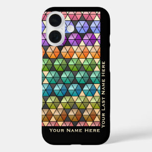Funda iPhone 16 Hexagon Quilt Warm Rainbow (Personalizado)