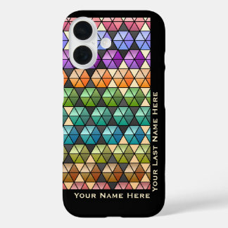 Funda iPhone 16 Hexagon Quilt Warm Rainbow (Personalizado)