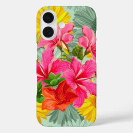 Funda iPhone 16 Hibiscus Tropical Seamless