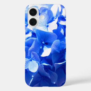 Funda iPhone 16 Hidrenajes azules florales de cobalto elegantes az
