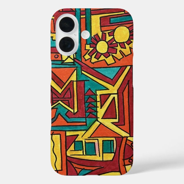 Funda iPhone 16 High Noon-Hand Painted Abstract Art (Reverso )