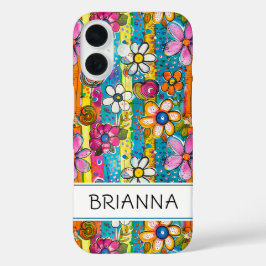 Funda iPhone 16 Hippie Flower Power Personalized