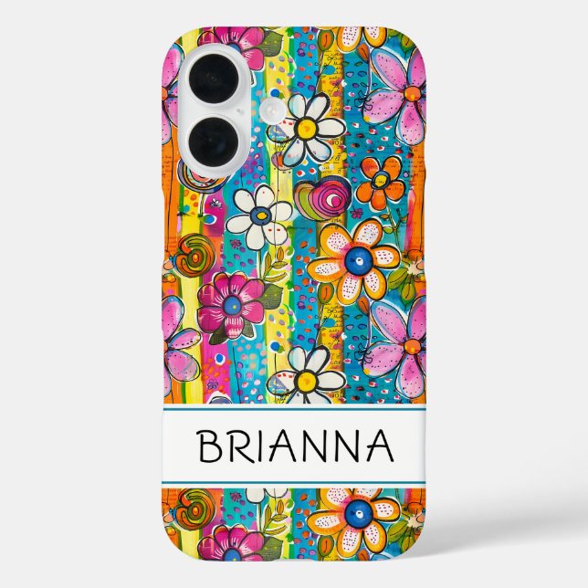 Funda iPhone 16 Hippie Flower Power Personalized (Reverso )