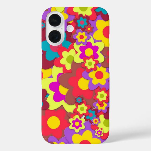 FUNDA iPhone 16 HIPPIE GROOVY FLOWERS IPHONE OTTER BOX CASE (Reverso )