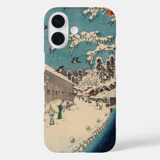 Funda iPhone 16 Hiroshige paisaje invernal de japón (Reverso )