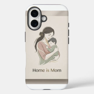 Funda iPhone 16 Hogar es Línea Artística Minimalista Mamá Bebe Abr