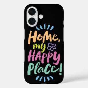 Funda iPhone 16 ¡HOGAR, mi lugar feliz! Refugio en su lugar - Neon