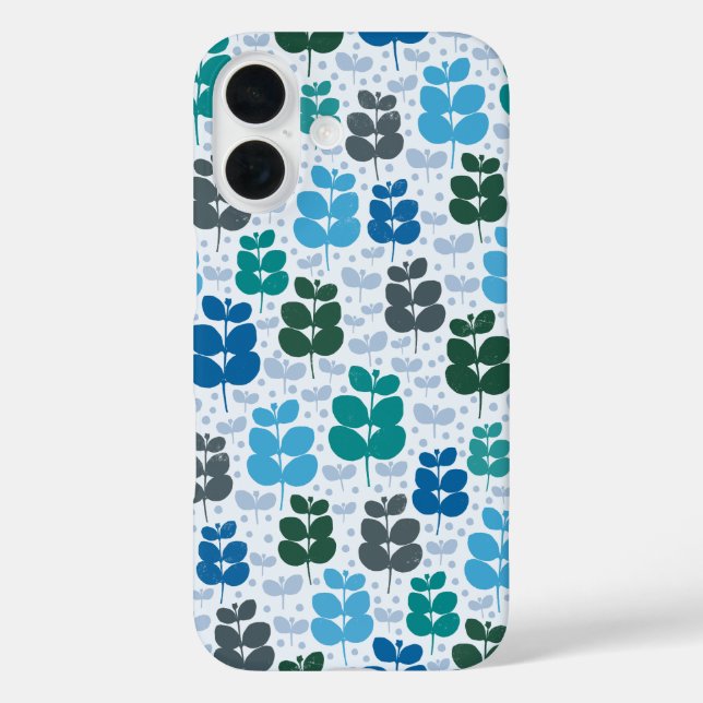 Funda iPhone 16 Hojas azules (Reverso )