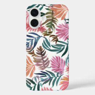 Funda iPhone 16 Hojas Botánicas Acuarela Hoja Floral Colorida