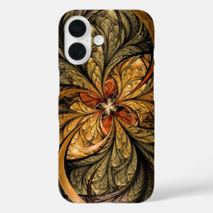 Funda iPhone 16 Hojas brillantes arte fractal abstracto