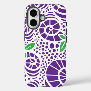 Funda iPhone 16 Hojas de doodle y rizos de caracol abstractos