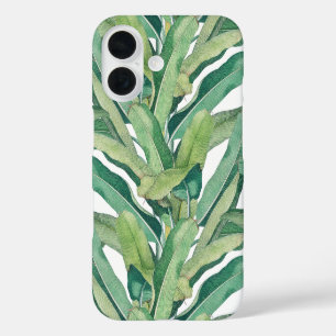 Funda iPhone 16 Hojas de plátano vintage tropicales verdes