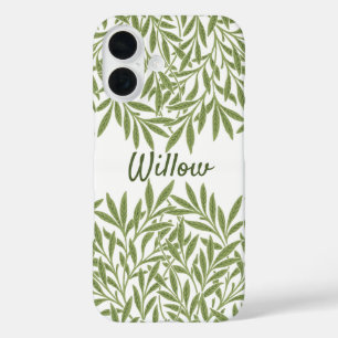 Funda iPhone 16 Hojas de sauce victorianas antiguas de William Mor