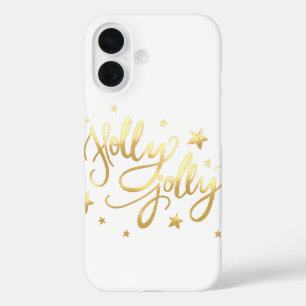 Funda iPhone 16 Holly Jolly   Elegante guión de Relieve metalizado