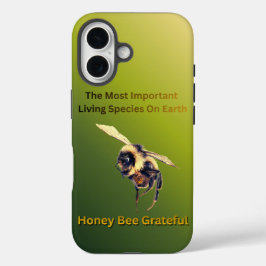 Funda iPhone 16 Hone Bee Grateful On Green Gradient