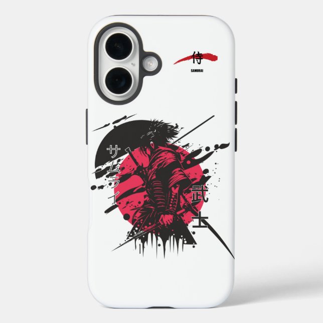Funda iPhone 16 Honor Carmesí: Guerrero Samurái (Reverso )