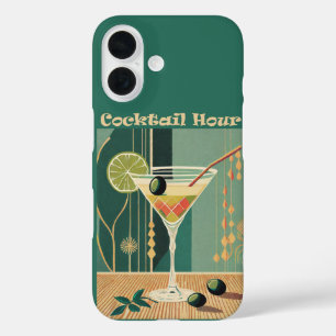 Funda iPhone 16 Hora del Cóctel Martini Moderno de Medianos del Si