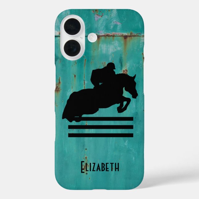 Funda iPhone 16 Horse Show Hunter Jumper Silhouette (Reverso )