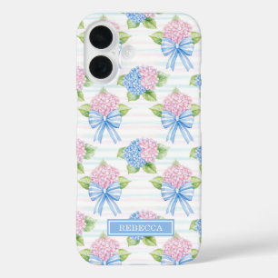 Funda iPhone 16 Hortensias azules y rosadas 
