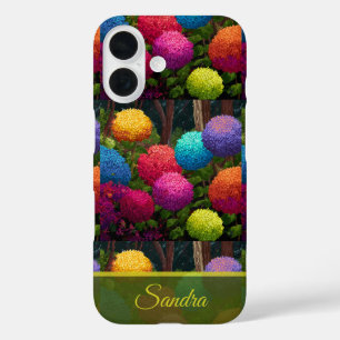 Funda iPhone 16 Hortensias Personalizadas Recuerdo de Aniversario