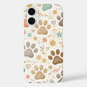 Funda iPhone 16 Huellas de patas lindas