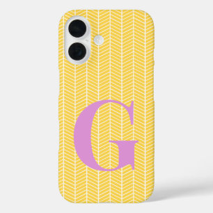 Funda iPhone 16 Hueso de arenisca amarillo elegante Chevron ZigZag