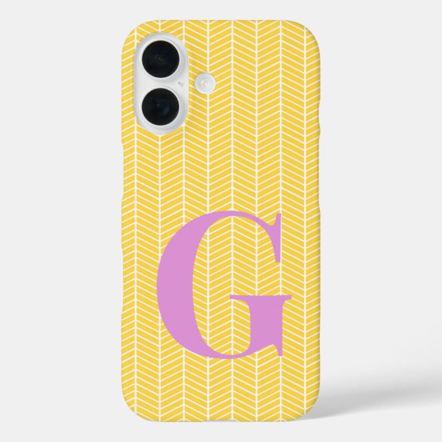 Funda iPhone 16 Hueso de arenisca amarillo elegante Chevron ZigZag (Reverso )