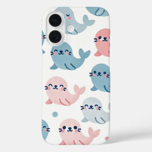 Funda iPhone 16 Huevas de sellado de 🐾 Estuche de teléfono 💙 d