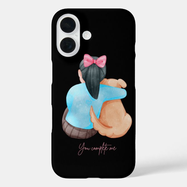 Funda iPhone 16 Human & Dog Back View – Minimalist iPhone Case (Reverso )