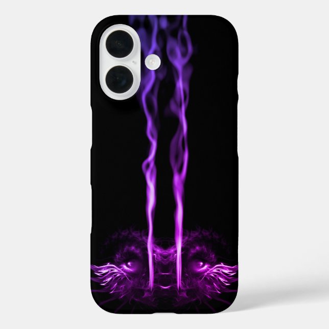 Funda iPhone 16 Humo de dragón negro y morado (Reverso )