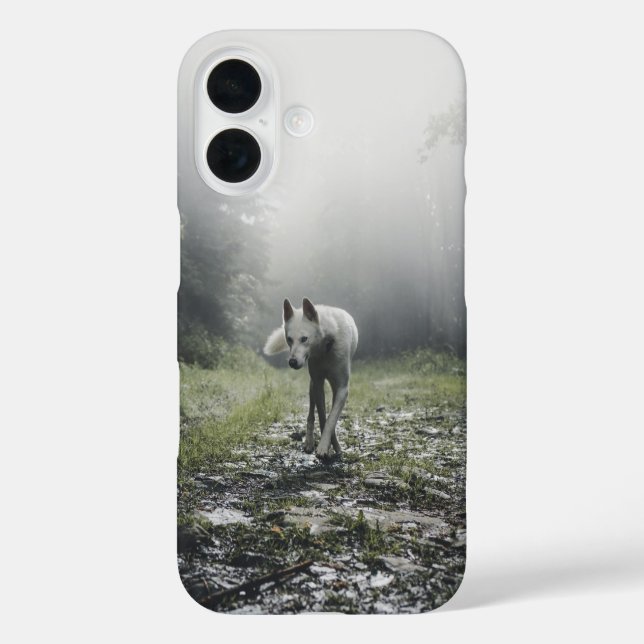 Funda iPhone 16 Husky siberiano blanco (Reverso )