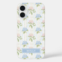 Hydrangea Azul Aquarela Personalizada con Rayas