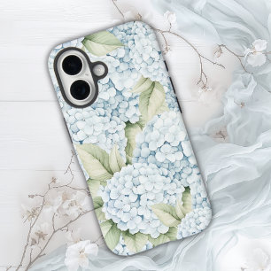 Funda iPhone 16 Hydrangea Azul Elegante Acuarela