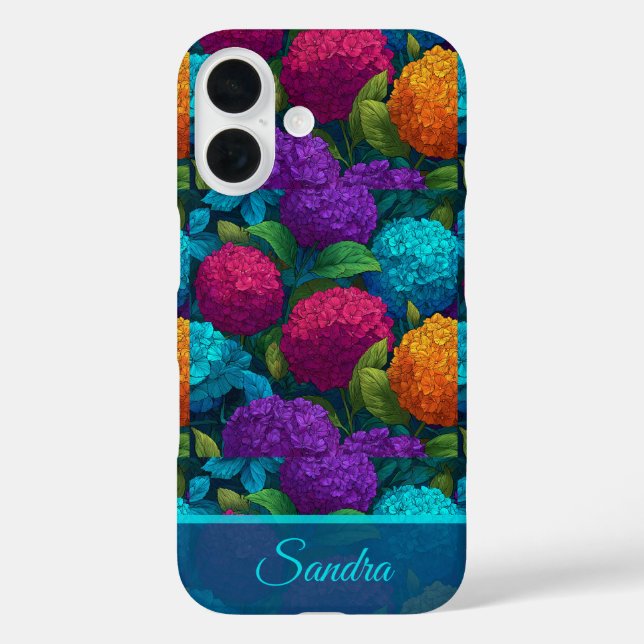 Funda iPhone 16 Hydrangeas Florales Personalizadas Clásicas Sorpre (Reverso )