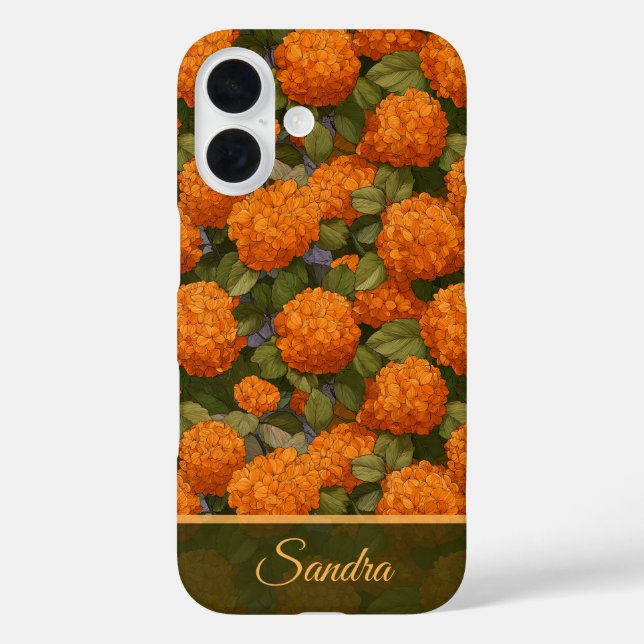 Funda iPhone 16 Hydrangeas Florales Personalizadas para Fiesta de  (Reverso )