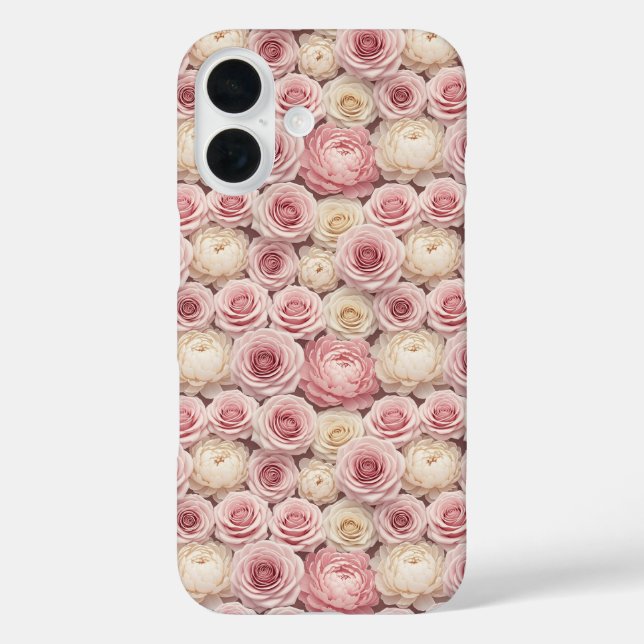 Funda iPhone 16 Hyper-Realistic 3D Pastel Rose & Peony (Reverso )