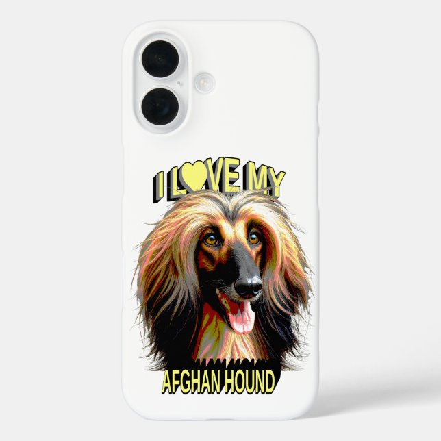 Funda iPhone 16 I Love My Afghan Hound – Elegant Dog Lover Design (Reverso )