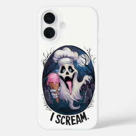 Funda iPhone 16 "I Scream" Funny Ghost Chef Halloween Ice Cream St