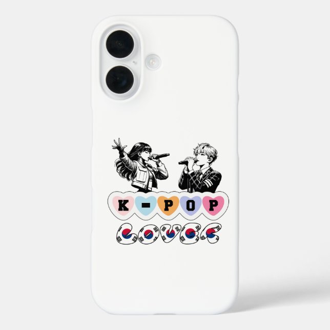 Funda iPhone 16 Idoles macho cantan KPop corazón a Corea (Reverso )