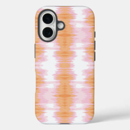Funda iPhone 16 Ikat Brillante en Rosa y Naranja